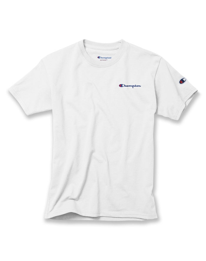 Champion T-Shirt Jongens - Wit - Cotton Script Logo ( 084712-YTO )